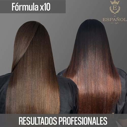 El Español con Stylo – Kit Alaciado Permanente Extra Fuerte + Shampoo Carbón Activado – Alisa Cabello Grueso, Rizado o Esponjado – Acabado Lacio Duradero y Brillo Intenso – Ideal para zonas con Humedad y Calor – 1 Litro