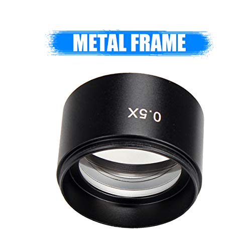 MOUTEC 0.5X Barlow Lens(Auxiliary Lens) for Stereo Microscopes(1-7/8" 48mm) - Perfect Microscope Accessory Assisted Electronic Repairing Identification Soldering and More