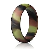 ThunderFit Silicone Rings, Single Ring Wedding Bands for Women - 5.5 mm Wide (Camo, 8.5-9 (18.9mm))