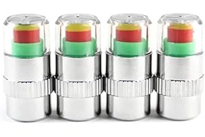 4 Pcs/Set Car Tire Pressure Monitor Valve Stem Cap Air Warning Tire Valve Cap Pressure Sensor Monitor Light Cap Indicator Con