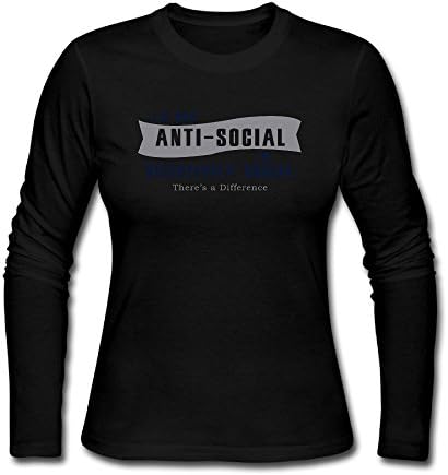 I'm Not Anti-Social Custom Women's Blank Long Sleeve Custom Cotton T-Shirt Top Black XXL