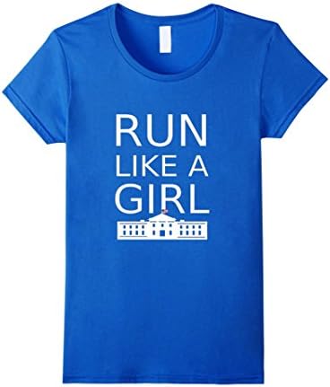 Women's "Run Like A Girl" Hillary Clinton T-Shirt Medium Royal Blue