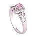 Psiroy 925 Sterling Silver Plated Heart Shaped Simulated Pink Topaz Halo Engagement Ring for Women Size 8