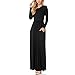 YS.DAMAI Women's Long Sleeve Loose Plain Maxi Dress Casual Long Dresses with Pockets