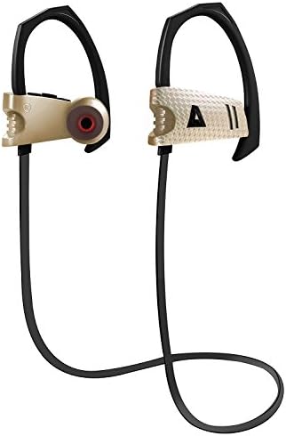 TRAKK Carbon Wireless in-Ear Waterproof Bluetooth Headphones - IPX7 Waterproof & Sweat-Proof, Bluetooth 4.1, Lightweight, Built-in Mic, Track & Call Control, 12 Hours Play & Call Time. (Gold)