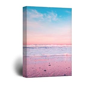 Canvas Wall Art - Waves Rushing to The Beach at Sunset - Giclee Print Gallery Wrap Modern Home Art Ready to Hang - 12x18 inches