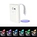 Top-spring Toilet Night Light-Light Sensitive Water Resitive Motion-Activated 7 Colors LED Toilet Seat Night Light, 5-stage Dimmer Toilet Bowl Light