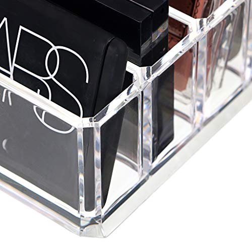 Hipiwe 8 Spaces Acrylic Makeup Organizer Cosmetic Makeup Products Storage Containers Beauty Care Holder Vanity Organizers for Blushes, Highlighters, Bronzer, Powder,Eyeshadow
