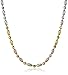 Amazon Collection Sterling Silver Italian Tri-Color Diamond Cut Oval and Round Beads Mezzaluna Chain Necklace