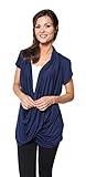 Free to Live Women's Lightweight Short Sleeve Criss Cross Pullover Nursing Top (Medium, Navy)