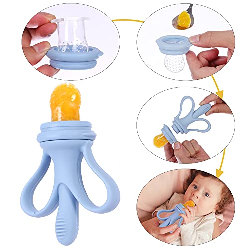 Baby Fruit Feeder, Banana Mesh Pacifier Infant Toddler Fresh Food, Babies More Than 3 Months Feeding Eating Supplies Silicone Teething Toys, Removable with Storage Box