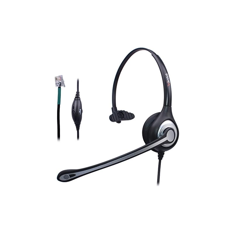 Wantek Corded Telephone Headset Dual w/Noise Canceling Mic + Quick