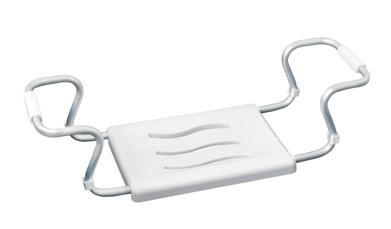 WENKO 17930100 Bathtub seat Secura - extendable, 150 kg Load-Bearing Capacity, Plastic, 55-65 x 18 x 26 cm, White