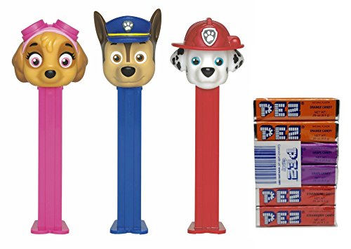 Pez Paw Patrol Dispensers and Candy Refill Set: Chase, Skye and Marshall (3 Dispensers and 6 PEZ CandyRefills)