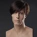GOOACTION Male Short Straight Black Brown Wig for Men Synthetic Replacement Hair Wigs