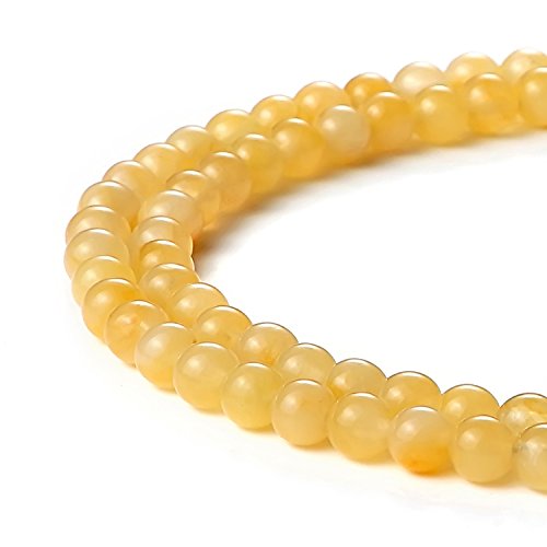 Beadnova 4mm natural yellow jade gemstone round loose beads for j…