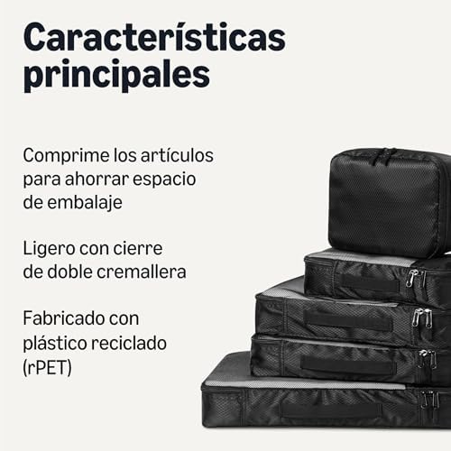 Conjunto de 8 cubos de bagagem de viagem, organizador de bagagem com fecho duplo, 100% poliéster, várias dimensões, preto