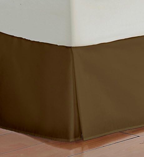 Sky Homes Hotel Quality 700-Thread-Count Egyptian Cotton Full-XL Size One Piece Split Corner Bed Skirt 7 Inch Drop Length Brown Solid