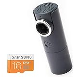 Goluk T3 Stone Gray Mini Wi-Fi 1080 p Dash Cam, 141 Wide Angle Car DVR Camera with G-Sensor, Loop Recording, APP, Snapshot Button, Parking Monitor, Built-in Supercapacitor, Include 16G SD Card