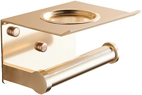 BAIANLE Wall Mounted Aluminum Gold Paper Towel Shelf Phone Ashtray Suction Cup Toilet Roll Paper Holder