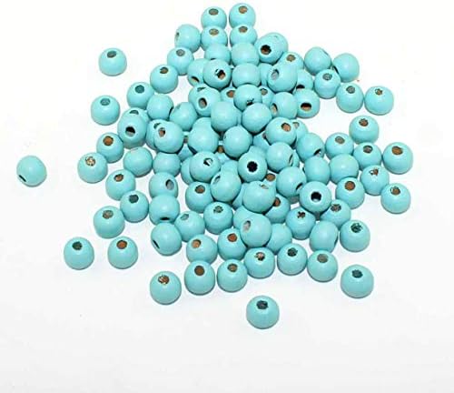 50 Wooden Beads 6mm Painted - Sky Blue ODSF-8211