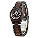 BEWELL Sytlish Bracelet Female Wrist Watch Light Black and Red Small Dial Round Quartz Wood Watches for Ladies
