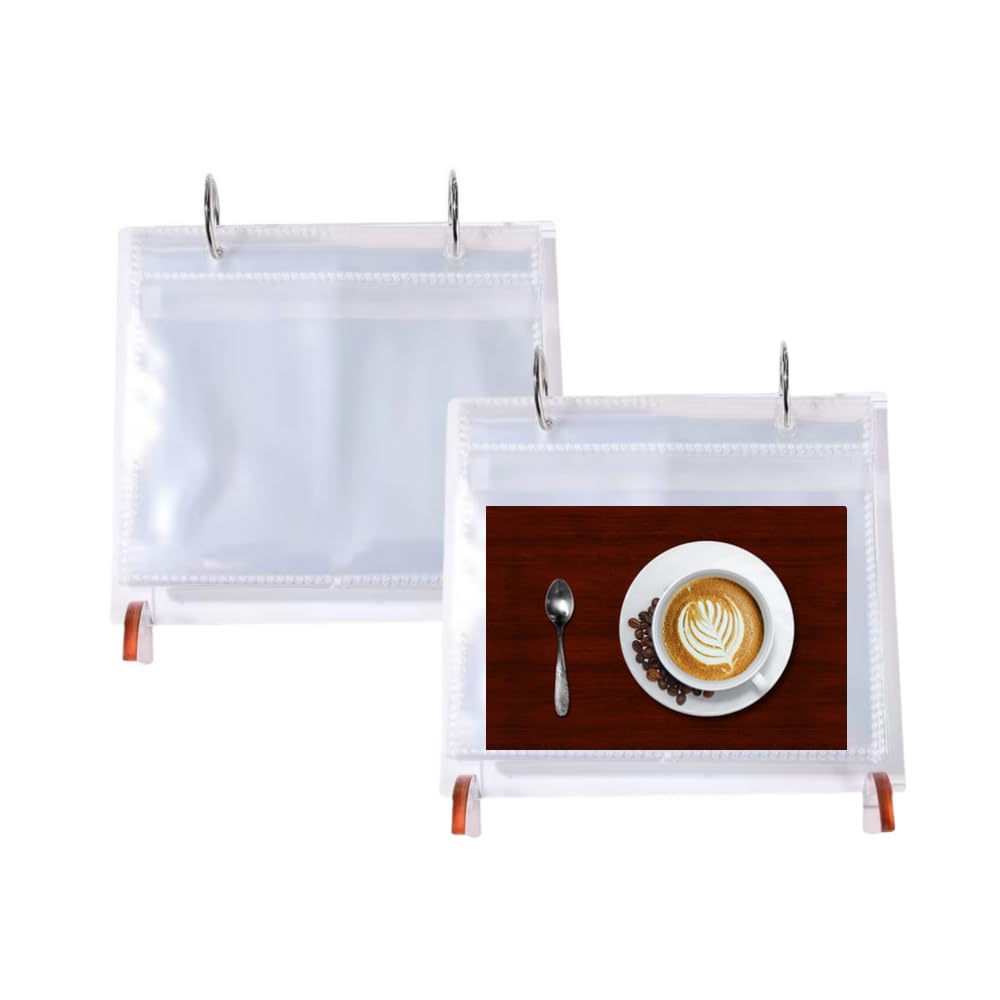 Photo 1 of 2 Sets Desktop Small Photo Album,Flip Mini Photo Book Stand Acrylic Picture Frame 34 Pages Holds 68 Pictures,Plastic Picture Album Binder, Refillable sleeves (Clear, 4x6)