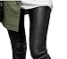 Chisen Ladies Faux Leather Slim Footless Leggings Pants (M, Black)