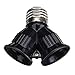 Twin Socket Adapte, Light Bulb Socket Splitter For LED, CFL and Standard Bulbs, E26 to Dual E26 US Standard Screw Light Holder Adapte , 4-pack