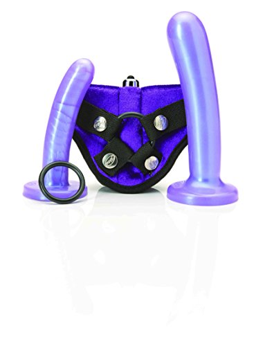 Tantus Bend Over Intermediate Kit - Ultra-Premium Silicone Strap-on Dildo and Harness Kit - Purple Haze