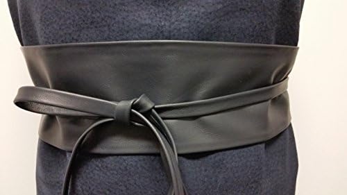 Handmade Made OBI NAVY Leather For Waist Line Up To 24"/61 cm Small