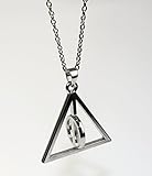 Harry Potter Deathly Hallows Silver Turnable Rotating Spins Alloy Necklace