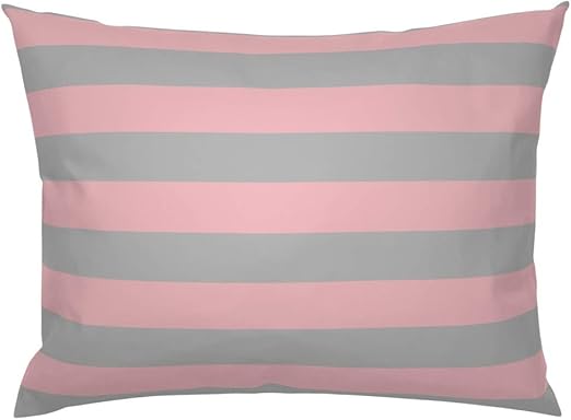 Amazon Com Roostery Pillow Sham Light Pink Grey Pinstripe Stripe
