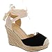 Wild Diva Maegan-32 Womens Floral Crochet Ankle Wrap Slingback Espadrille Wedge