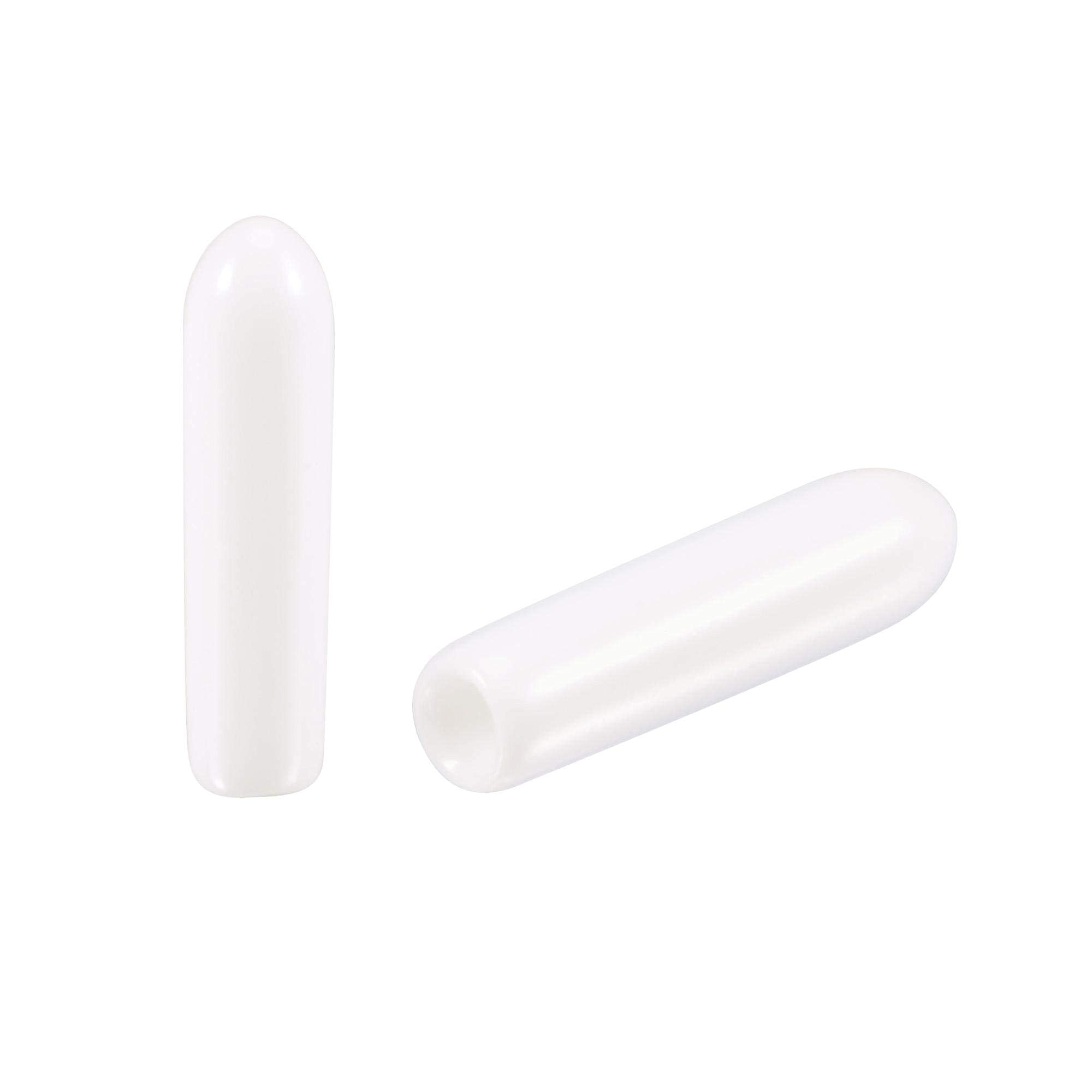 TOP-VIGOR 100Pcs Rubber End Caps, 2mm ID Round Flexible Screw End Caps Thread Protectors, White Vinyl Bolt Covers Rubber Covers for Screws, Tubes, Cables, Wires, Cyling, etc