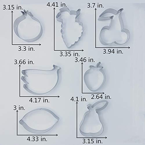 LILIAO Fruit Cookie Cutter Set 7 Piece Strawberry, Pear, Lemon