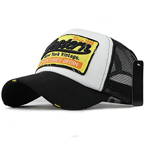 mokao Summer Embroidered Cap Mesh Hats Casual Hats Hip Hop Baseball Caps For Men Women (Black)