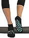 Toe Talk Inhale Exhale Grip Socks for Yoga Pilates Meditation Barre & Tai Chi (Black with Teal Dandelion Seeds Jacquard), Yoga Socks