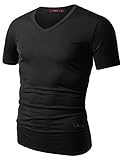 Doublju Mens Casual Short Sleeve Tee With Bottom Logo