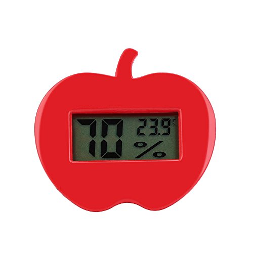 Indoor Outdoor Digital Large Display Temperature Monitor Multifunctional Weather Station, LCD Display Thermometer Hygrometer Humidity Meter Digital Weather Thermometers for Home,Car,Office (Red)
