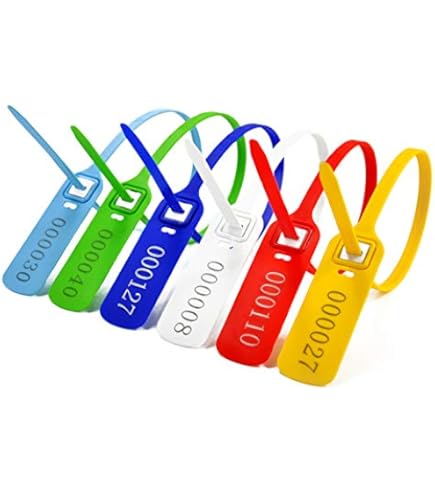 20pcs Security Marking Cable Seals Tamper Proof Steel Wire Seal Numbered Shipping Seals Disposable Pull Tight Self-Locking Cable Seal Truck, Trailers, Cargo, Containers Seal Ties Straps (Red, 20pcs