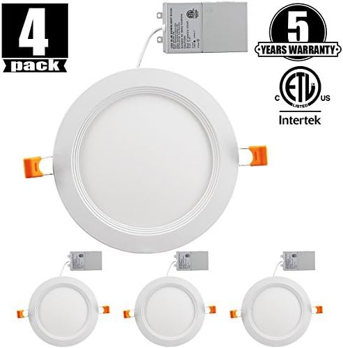 Slim Downlight 6 Inch Dimmable 12W (=100W) Led Downlight 950LM 3000K Warm White cETLus Listed Recessed Trim Ceiling Light Fixture 4 Pack 3000K Warmlight