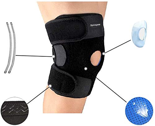 Spinegear Knee Support Brace for Men & Women – Adjustable Left Right Knee Compression Sleeve, Patella Tendon knee Strap, Knee braces for Pain Relief Arthritis, Meniscus Tear, Weight lifting, Sports