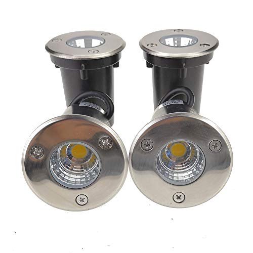 QUANS 3W Watt 12V 24V DC AC Low Voltage in Ground Well Outdoor LED Light, in-Ground Landscape Lighting Spotlight for Deck, Step, Pathway, Driveway, Garden, Yard, Patio (Cool White, 4 Pack)