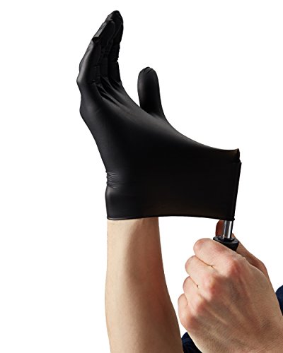 image for AMD Ritmed Extra Tough Thick Black Nitrile Gloves for Heavy Duty Work,