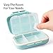 XINHOME Travel Pill Organizer Box, Natural Grain Fiber Travel Pill Case with 6 Compartments to Hold Vitamins, Fish Oil, Supplements and Medication (Light Blue)
