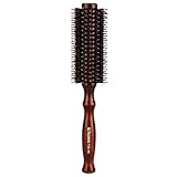 Mokale Natural Boar Bristle Round Comb Hair Brush with Ergonomic Natural Wood Handle,2.2 Inch,Styling Essentials for Hair Drying, Styling, Curling