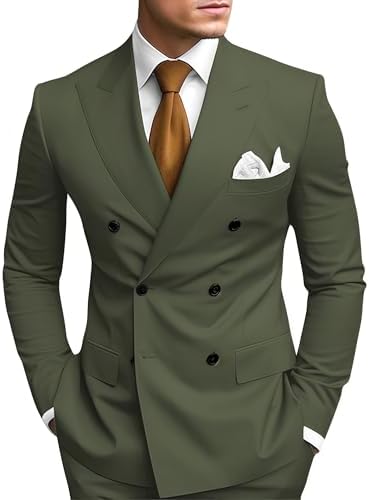 QZI Men's Floral Jacquard Suit Double Breasted Detachable Satin