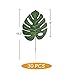 30 Pcs Artificial Palm Leaves with Stems Tropical Plant Faux Monstera Leaves Safari Leaves Hawaiian Luau Party Suppliers Decorations,Tiki Aloha Jungle Beach Birthday Table Leave Decorations