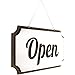 Double-Sided Wooden Open Sign for Business - 12 х 6 Inches Open Closed Sign for Window or Door, Vintage Style Wood Panel, Decorative